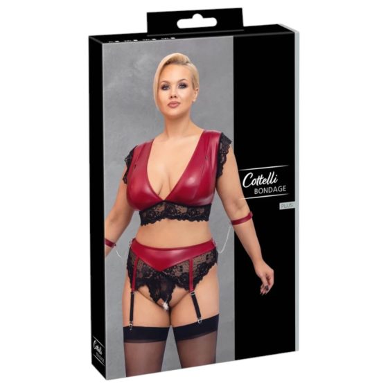 / Cottelli Bondage Plus Size - csipkés melltartó szett (piros)