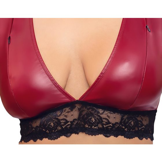 / Cottelli Bondage Plus Size - csipkés melltartó szett (piros)