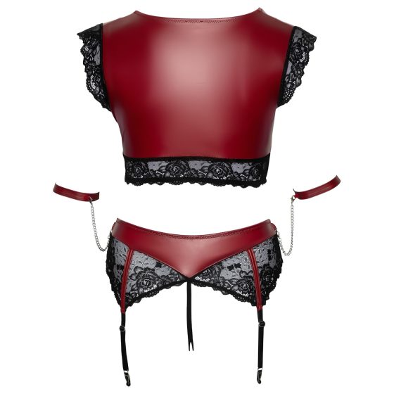 / Cottelli Bondage Plus Size - csipkés melltartó szett (piros)