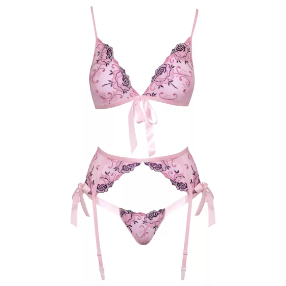 / Kissable - rózsás hímzéses fehérnemű szett (pink)