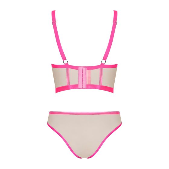Obsessive Nudelia - melltartó szett (natúr-pink) - S/M