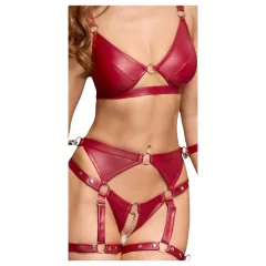   Cottelli Bondage - fényes melltartó szett és kar bilincs (piros)