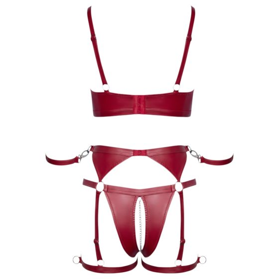 / Cottelli Bondage - fényes melltartó szett és kar bilincs (piros)