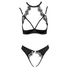 Cottelli - csipkés, nyakpántos mellemelő szett (fekete)