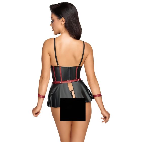 Cottelli Bondage - fényes szett és kar bilincs (fekete)