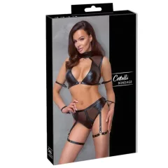   / Cottelli Bondage - Melltartó szett hálós betéttel (fekete)