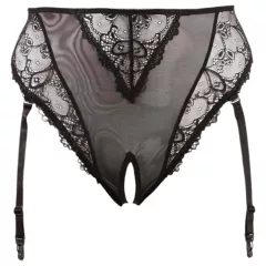   / Cottelli Plus Size - csipkés, nyitott fűző nőknek (fekete)