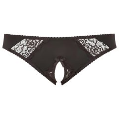 Cottelli Plus Size - csipkés, nyitott bugyi (fekete)