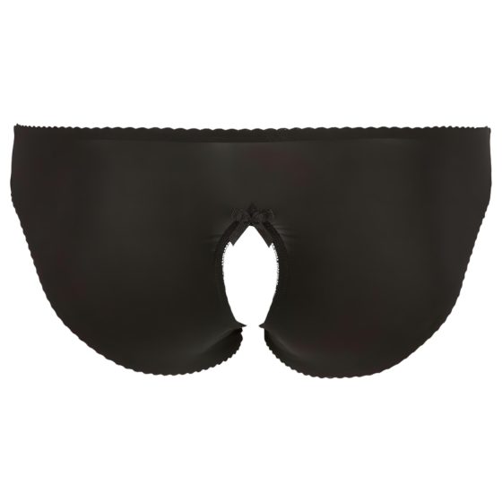 Cottelli Plus Size - csipkés, nyitott bugyi (fekete)