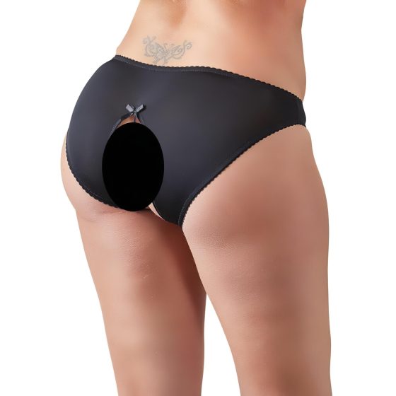 Cottelli Plus Size - csipkés, nyitott bugyi (fekete)