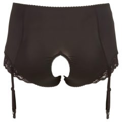 Cottelli Plus Size - harisnyatartós nyitott bugyi (fekete)
