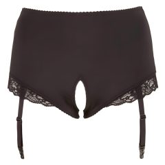 Cottelli Plus Size - harisnyatartós nyitott bugyi (fekete)