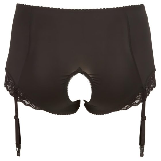 Cottelli Plus Size - harisnyatartós nyitott bugyi (fekete)