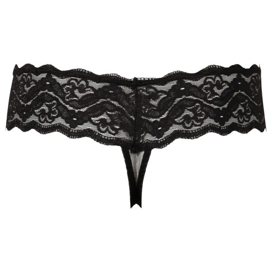 Cottelli - Gyöngyös csipke tanga (fekete)
