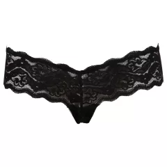 Cottelli - csipke tanga rejtett gyöngysorral (fekete)