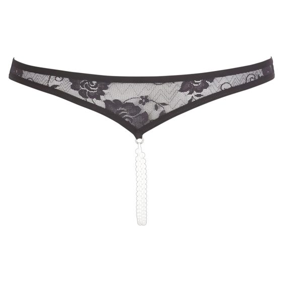 Cottelli - Gyöngyös, nyitott csipke tanga (fekete)