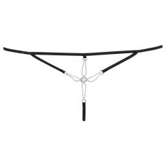 Cottelli - Strasszos női, nyitott tanga (fekete)