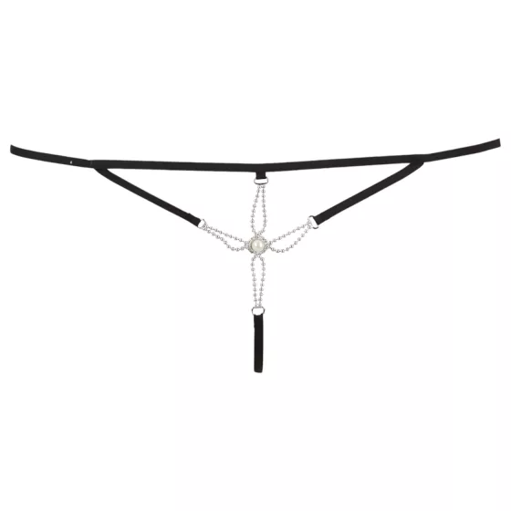 Cottelli - Strasszos női, nyitott tanga (fekete)