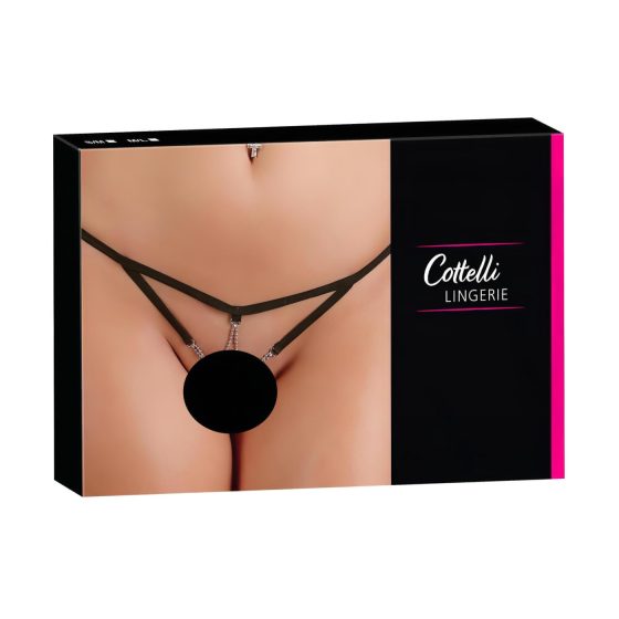 Cottelli - Strasszos női, nyitott tanga (fekete)
