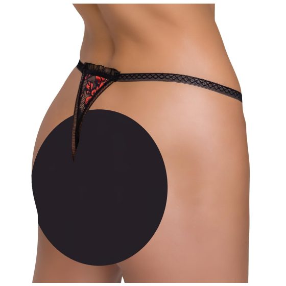 Cottelli - luxus, rózsás gyöngyös tanga (fekete)