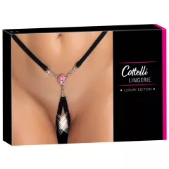   Cottelli - nyitott string tanga csillogó kővel - fekete (S-L)