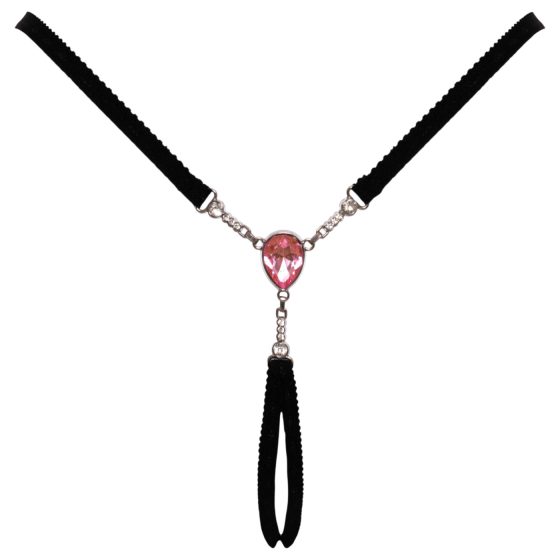 Cottelli - nyitott string tanga csillogó kővel - fekete (S-L)