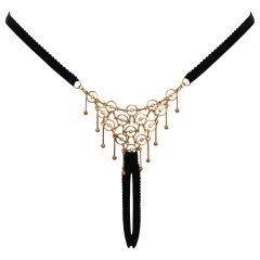 Cottelli - nyitott string tanga dísszel - fekete (S-L)