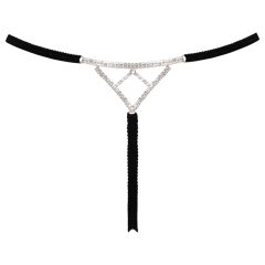   Cottelli - nyitott string tanga ezüst dísszel - fekete (S-L)