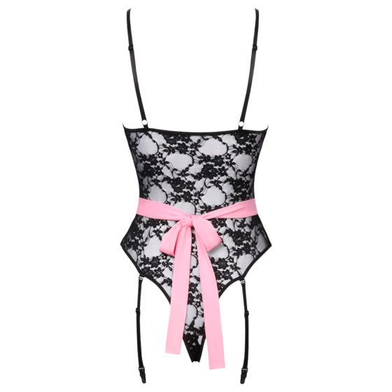 Cottelli - átlátszó szobalány jelmez (fekete-pink)