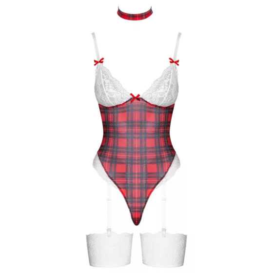 Cottelli - kockás body szett (piros)