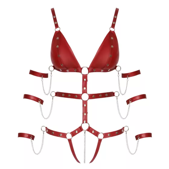 / Bad Kitty - szegecses bondage body (piros)