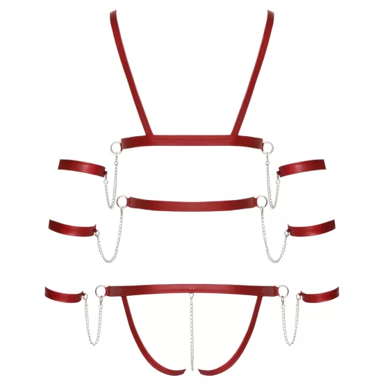 / Bad Kitty - szegecses bondage body (piros)
