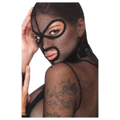Bad Kitty - BDSM áttetsző necc szett korbáccsal (fekete)