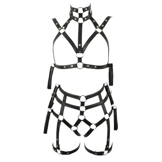 Bad Kitty - bondage testhám melltartó szett (fekete)
