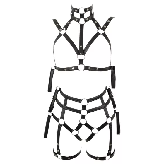 / Bad Kitty - bondage testhám melltartó szett (fekete)