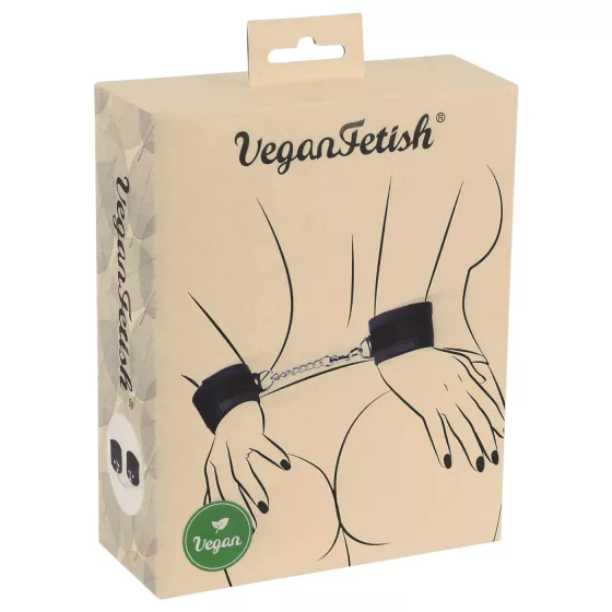 / Vegan Fetish - csukló bilincs rövid lánccal (fekete)