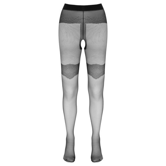 Cottelli - exkluzív mintás, nyitott harisnya (fekete)