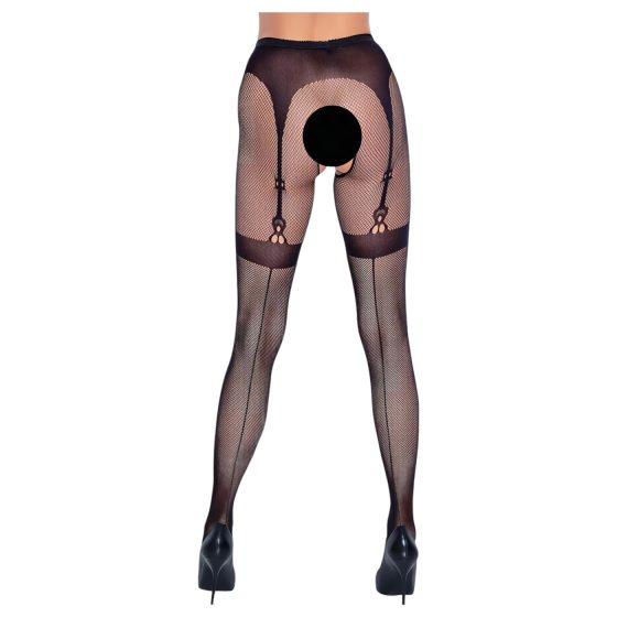 Cottelli Legwear - combfixes nyitott harisnya - fekete (S-L)
