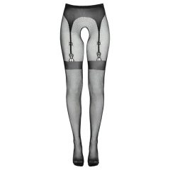 Cottelli Legwear - combfixes nyitott harisnya - fekete (S-L)
