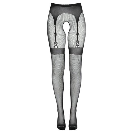 Cottelli Legwear - combfixes nyitott harisnya - fekete (S-L)