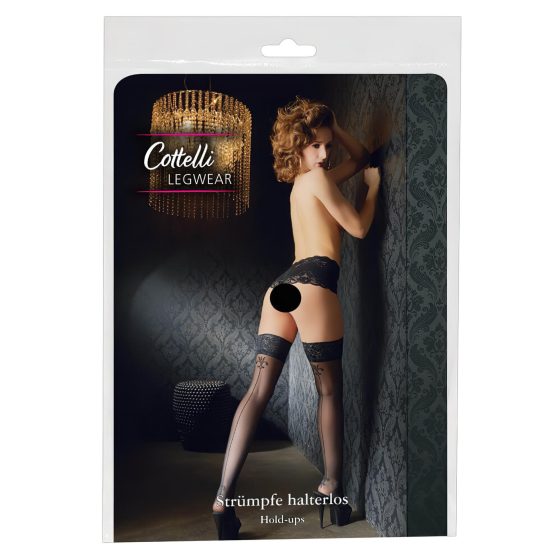 Cottelli - liliom mintás, csíkos combfix (fekete)