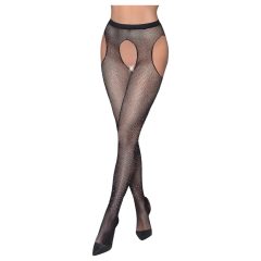   Cottelli Legwear - nyitott, csillogó harisnya - fekete (S-L)
