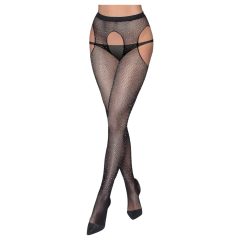   Cottelli Legwear - nyitott, csillogó harisnya - fekete (S-L)