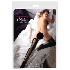   Cottelli - combfölötti öntartó necc harisnya (fekete) - S/M