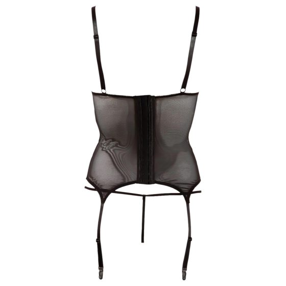 Cottelli - fényes csíkos, átlátszó felső (fekete)