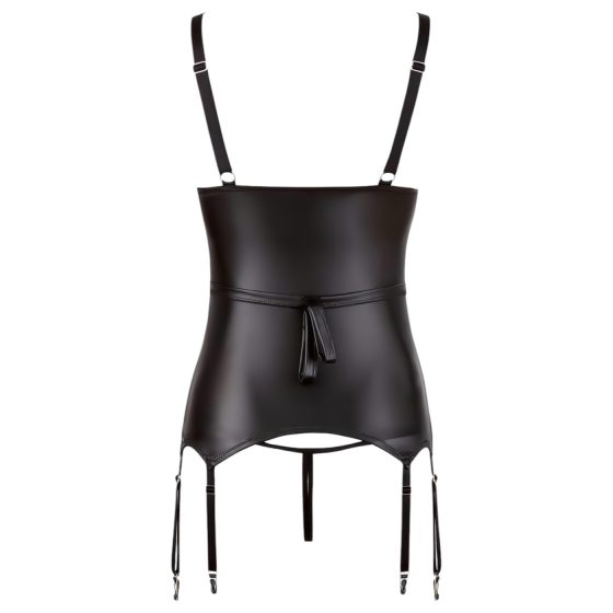 Cottelli Bondage - fényes, mellemelős felső bilinccsel (fekete)