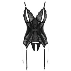 Cottelli - csipkés nyitott felső és tanga (fekete)