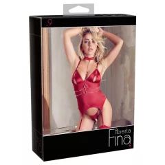 / Abierta Fina - csillogó láncos felső és tanga (piros)