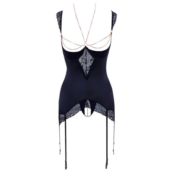 / Abierta Fina - csillogó láncos felső és tanga (fekete)