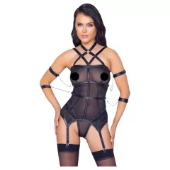   / Cottelli Bondage - pántos felső, kar bilincs és tanga (fekete)